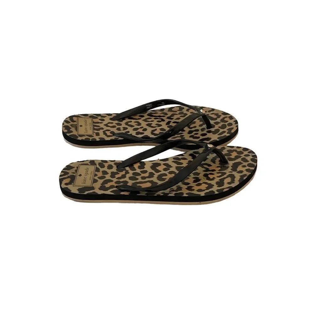 Kate Spade Womens Brown Black Animal Print Slippers Flip Flops Sandals Size 8 - Picture 7 of 8